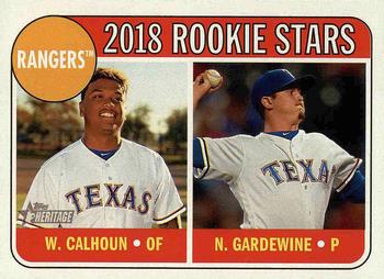 2018 Topps Heritage #86 Rangers 2018 Rookie Stars (Willie Calhoun / Nick Gardewine) Front