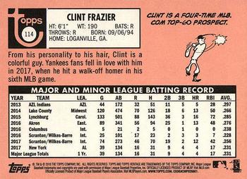 2018 Topps Heritage #114 Clint Frazier Back