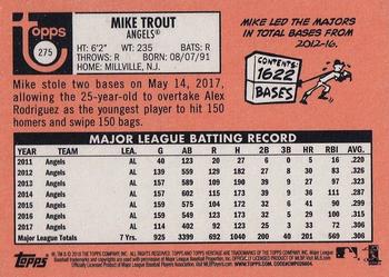 2018 Topps Heritage #275 Mike Trout Back