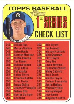 2018 Topps Heritage #361 1st Series Check List 345-430 (Aaron Judge) Front