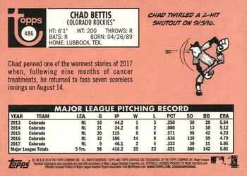 2018 Topps Heritage #486 Chad Bettis Back