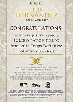 2017 Topps Definitive Collection - Jumbo Relic & Patch Collection Blue #DJRC-FH Felix Hernandez Back