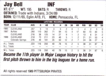 1989 Veryfine Pittsburgh Pirates #NNO Jay Bell Back