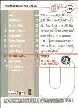 2002 Topps Ten #138 Freddy Garcia Back