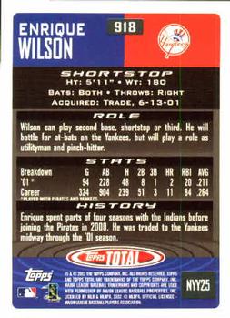 2002 Topps Total #918 Enrique Wilson Back