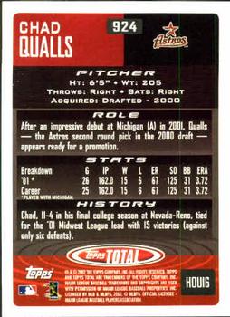2002 Topps Total #924 Chad Qualls Back