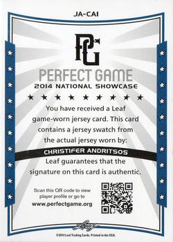 2014 Leaf Perfect Game - Autographed Jersey Red #JA-CA1 Christifer Andritsos Back