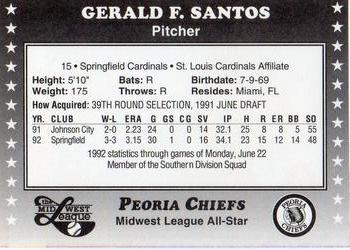 1992 Midwest League All-Stars #NNO Jerry Santos Back
