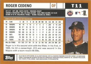 2002 Topps Traded & Rookies #T11 Roger Cedeno Back