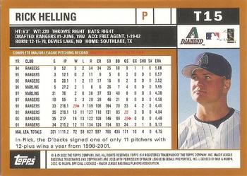 2002 Topps Traded & Rookies #T15 Rick Helling Back