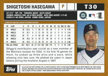 2002 Topps Traded & Rookies #T30 Shigetoshi Hasegawa Back