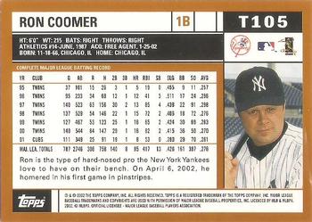 2002 Topps Traded & Rookies #T105 Ron Coomer Back