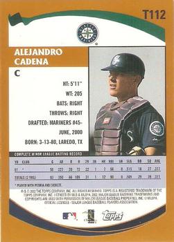 2002 Topps Traded & Rookies #T112 Alejandro Cadena Back