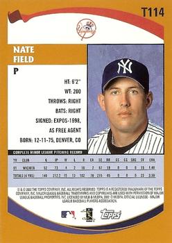 2002 Topps Traded & Rookies #T114 Nate Field Back