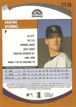 2002 Topps Traded & Rookies #T178 Jason Young Back