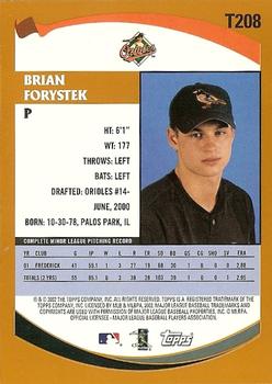 2002 Topps Traded & Rookies #T208 Brian Forystek Back