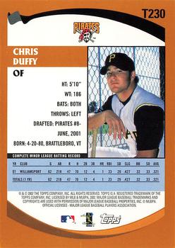 2002 Topps Traded & Rookies #T230 Chris Duffy Back