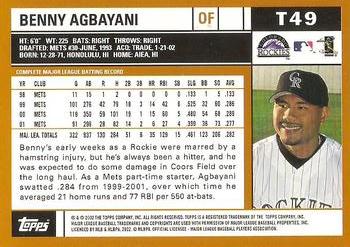 2002 Topps Traded & Rookies #T49 Benny Agbayani Back