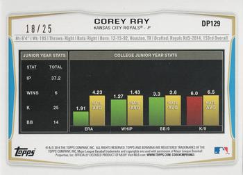 2014 Bowman Draft - Orange Ice #DP129 Corey Ray Back