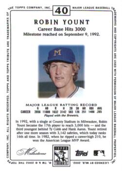 2002 Topps Tribute #40 Robin Yount Back