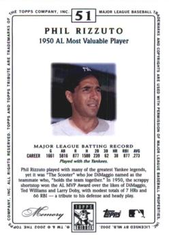 2002 Topps Tribute #51 Phil Rizzuto Back