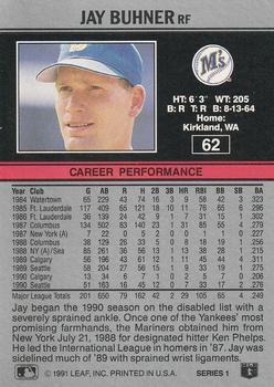 1991 Leaf #62 Jay Buhner Back
