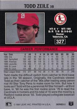 1991 Leaf #327 Todd Zeile Back