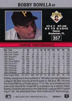 1991 Leaf #357 Bobby Bonilla Back