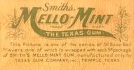 1910 E105 Smith's Mello-Mint #NNO George Gibson Back