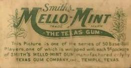 1910 E105 Smith's Mello-Mint #NNO Otto Knabe Back
