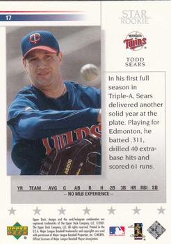 2002 Upper Deck #17 Todd Sears Back