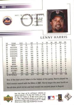 2002 Upper Deck #384 Lenny Harris Back