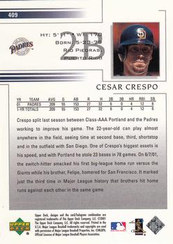 2002 Upper Deck #409 Cesar Crespo Back