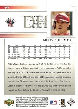 2002 Upper Deck #549 Brad Fullmer Back