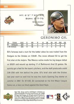2002 Upper Deck #586 Geronimo Gil Back