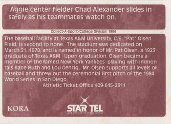 1995 Collect-A-Sport Texas A&M Aggies #NNO Chad Alexander Back