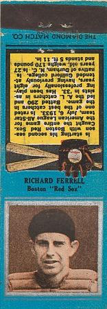 1934 Diamond Matchbooks (U1) #NNO Richard Ferrell Front
