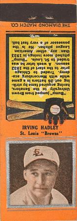 1934 Diamond Matchbooks (U1) #NNO Irving Hadley Front