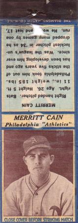 1935-36 Diamond Matchbooks (U3-1) #NNO Merritt Cain Front