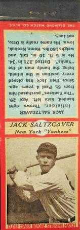 1935-36 Diamond Matchbooks (U3-1) #NNO Jack Saltzgaver Front