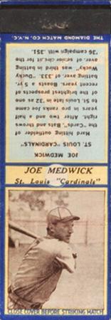 1936 Diamond Matchbooks (U4) #NNO Joe Medwick Front