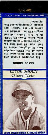 1937 Diamond Matchbooks (U3-2) #NNO Clyde Shoun Front