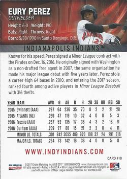 2017 Choice Indianapolis Indians #18 Eury Perez Back