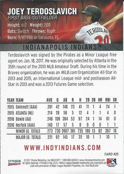 2017 Choice Indianapolis Indians #25 Joey Terdoslavich Back