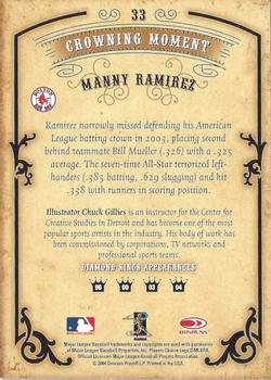 2004 Donruss Diamond Kings - Framed Bronze #33 Manny Ramirez Back