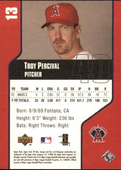 2002 Upper Deck 40-Man #13 Troy Percival Back