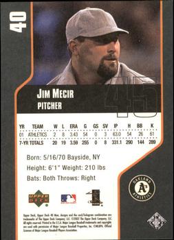 2002 Upper Deck 40-Man #40 Jim Mecir Back