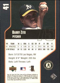 2002 Upper Deck 40-Man #41 Barry Zito Back