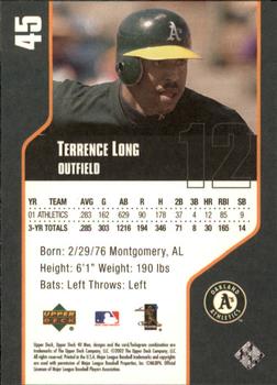 2002 Upper Deck 40-Man #45 Terrence Long Back