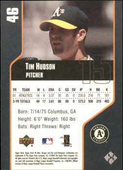 2002 Upper Deck 40-Man #46 Tim Hudson Back